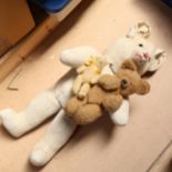 A straw-filled teddy bear, 62cm, and 2 others