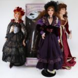 4 boxed modern collector's porcelain headed dolls - Palmary and Knightsbridge Collections, approx
