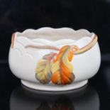 An Art Deco Clarice Cliff Newport Pottery Autumn Leaf pattern moulded fruit bow, model no. 8334,