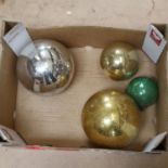 4 lustre witch's balls, including gold silver and green (4)