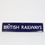 A Vintage blue and white enamel British Railways sign, 15cm x 65cm