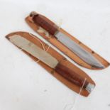 2 Vintage unused hunting knives, with leather sheaths