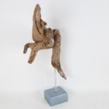 Chris Watson, mixed media wood sculpture, wood beast, height 47cm