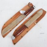 2 Vintage unused hunting knives, with leather sheaths