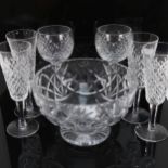 Waterford Crystal Alana pattern goblets, and a Waterford Crystal bowl