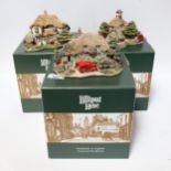 3 Lilliput Lane cottages - Pen Pals, Firemans Watch, and Beekeeper's cottage, boxed