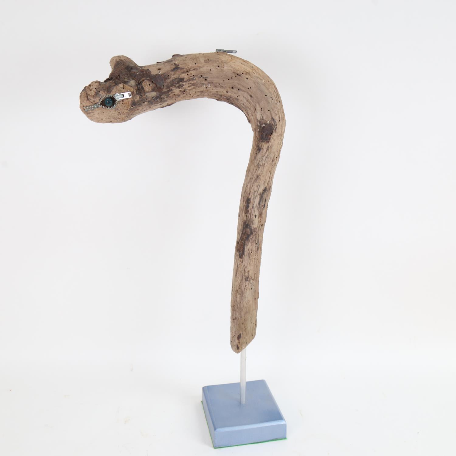 Chris Watson, wood beast, wood/metal composition on metal base, height 20.5"