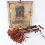 A German Second World War Period Red Cross (Rotes Kreuz) painted pine wall hanging plaque, 35cm x