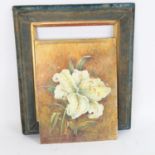A large 19th century watercolour on porcelain, floral study, inscribed verso and dated 1884, 33cm