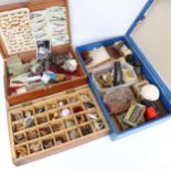 3 cases of interesting items, including binoculars, tinplate bird, magnifier etc