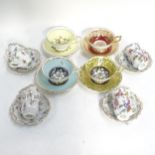 4 Paragon cabinet cups and saucers, and 8 Royal Austria coffee cups and 7 saucers, with painted