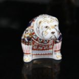 A Royal Crown Derby porcelain Bulldog, with gold button, height 9cm