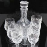 Waterford Crystal decanter and stopper, height 26cm, a pair of matching Brandy balloons, and 5