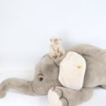 A large Steiff soft toy elephant, and a Steiff Jocko 1929 replica monkey (2)