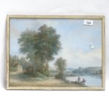 L Pingray, watercolour, Continental river scene, signed, 30cm x 40cm, framed