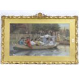 L Potronat, French oil on canvas, Bargemont, signed, 38cm x 69cm, framed, and Edmund Blair-Leighton,