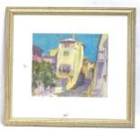 Jenny Wheatley, watercolour, back street, St Siffret, signed, 26cm x 32cm, framed