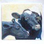 Clive Fredriksson, oil on board, cows, 85cm x 95cm, unframed