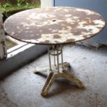 An Art Deco style cast-iron circular garden table, W98cm, H71cm