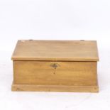 A small rectangular pine box, W55cm, H23cm, D40cm