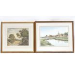 Brian Peskett, watercolour, "Old Bosham", 2 other watercolours, and 2 oils, all framed (5)