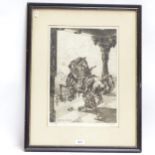 Anthony Brandt, 18th century monochrome engraving, signed on the mount first plate and second proof,