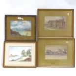4 various watercolours, all framed (4)