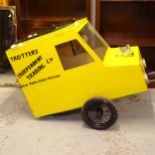 A handmade Only Fools and Horses Reliant Regal Van bike trailer, modelled as Del Boy's Trotters