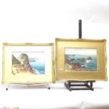 John Shapland, pair of watercolours, coastal scenes, signed, 24cm x 34cm, framed