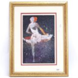 Watercolour "ballerina", indistinctly signed, framed, 23cm x 35cm