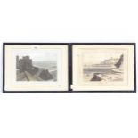 William Daniel, a pair of aquatints, Folkestone and Dover Castle, 29cm x 20cm