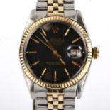 ROLEX - a bi-metal Oyster Perpetual Datejust automatic bracelet watch, ref. 1601, circa 1966, dark