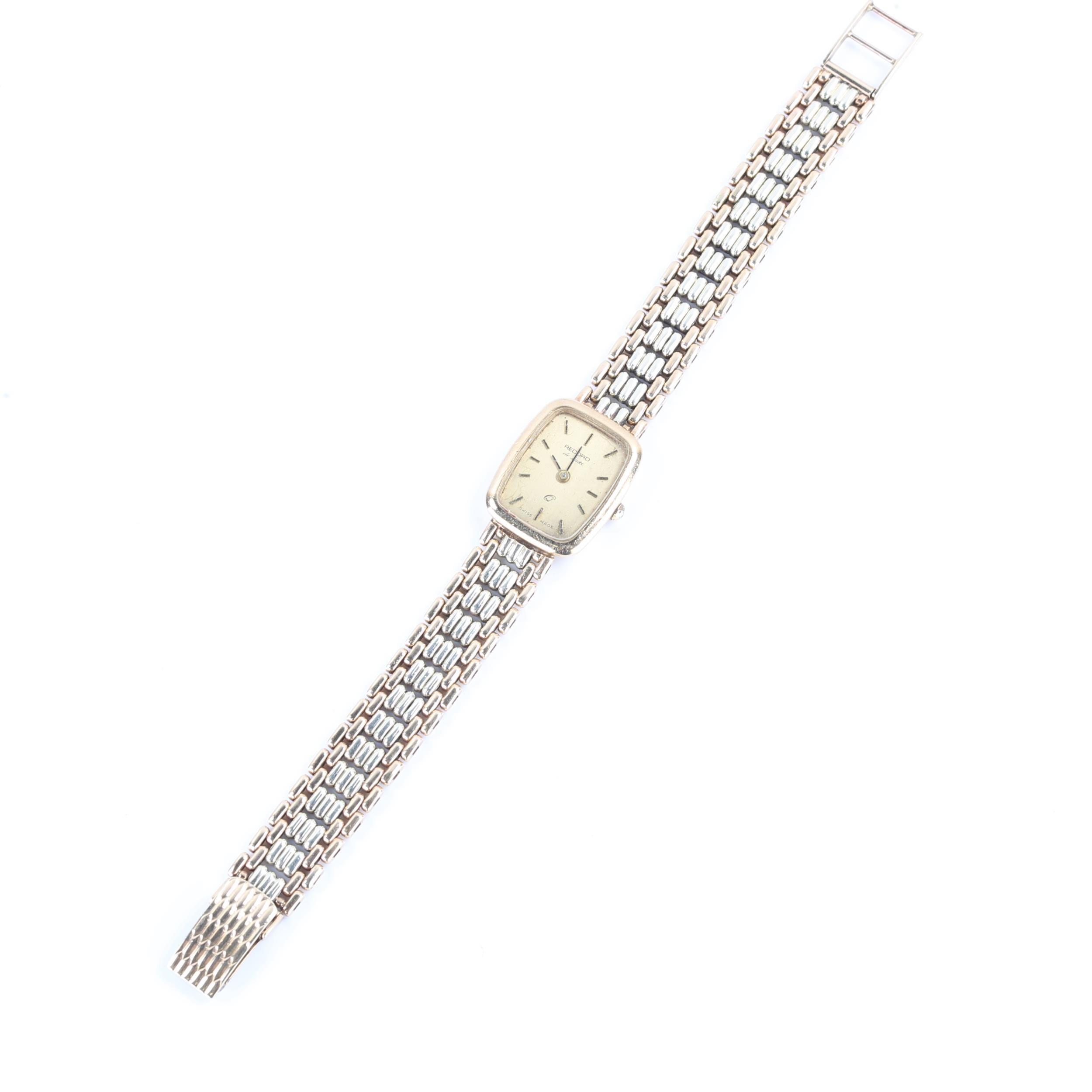 RECORD - a lady's Vintage 9ct gold De Luxe quartz bracelet watch, champagne dial with gilt baton - Image 2 of 5