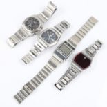 4 various Vintage bracelet watches, including Seiko 5, Pulsar chronograph, Casio, etc (4) Lot sold