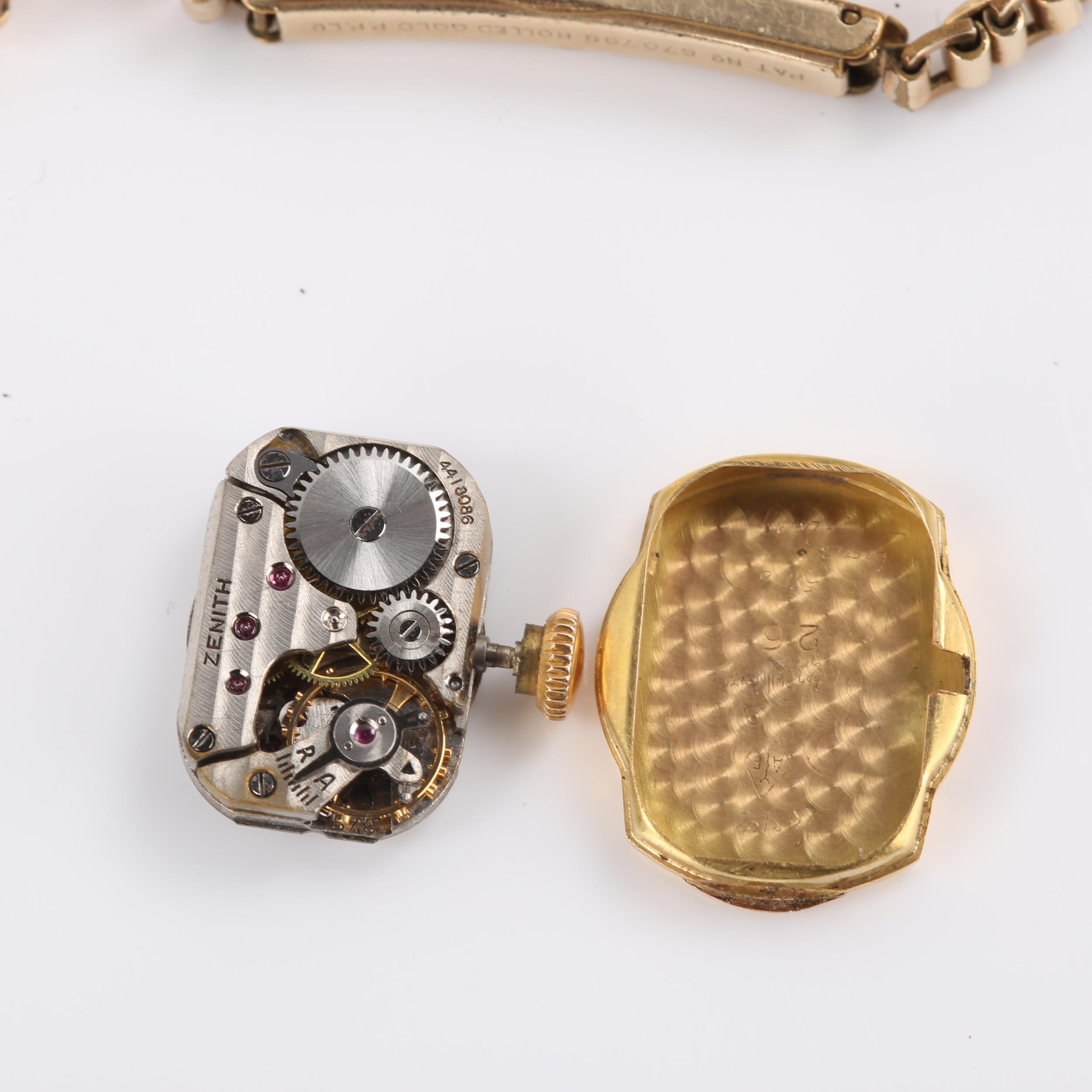 ZENTIH - a lady's Vintage French gold mechanical bracelet watch, engine turned sunburst dial with - Image 4 of 5