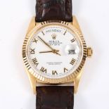 ROLEX - an 18ct gold Oyster Perpetual Day-Date automatic wristwatch, ref. 18078, circa 1988, white