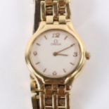 OMEGA - a lady's 18ct gold quartz bracelet watch, ref. 595.0101, circa 1990, cream dial with gilt