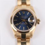 ROLEX - a lady's 18ct gold Oyster Perpetual Datejust automatic bracelet watch, ref. 69168, circa