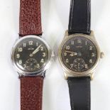 2 Second World War Period wristwatches, comprising Recta and Aster, black dials with Arabic numerals