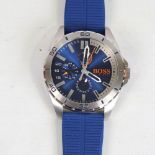 HUGO BOSS - a modern quartz wristwatch, ref. HB 240.1.14.2840, blue dial with baton hour markers,