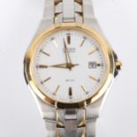 CITIZEN - a gold plated stainless steel Eco-Drive WR100 quartz bracelet watch, ref. E111-SO49521,