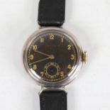 LONGINES - a rare early/mid-20th century stainless steel Trinity Pilot's mechanical wristwatch,