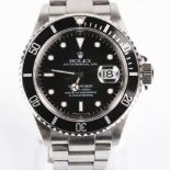 ROLEX - a stainless steel Oyster Perpetual Date Submariner automatic bracelet watch, ref. 16610,