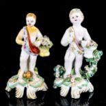 2 early English porcelain Classical figures, with red anchor marks, height 14cm
