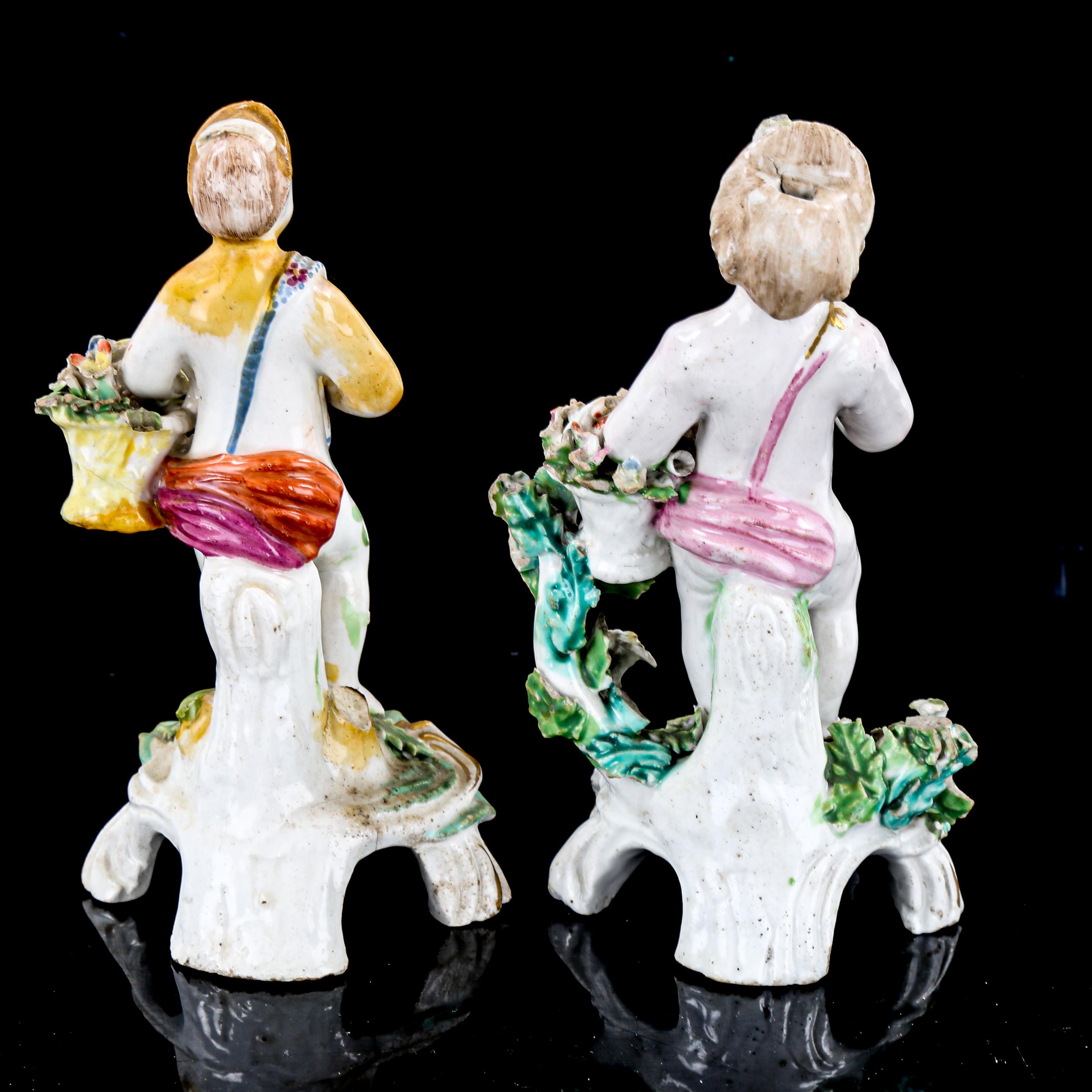 2 early English porcelain Classical figures, with red anchor marks, height 14cm - Image 2 of 3