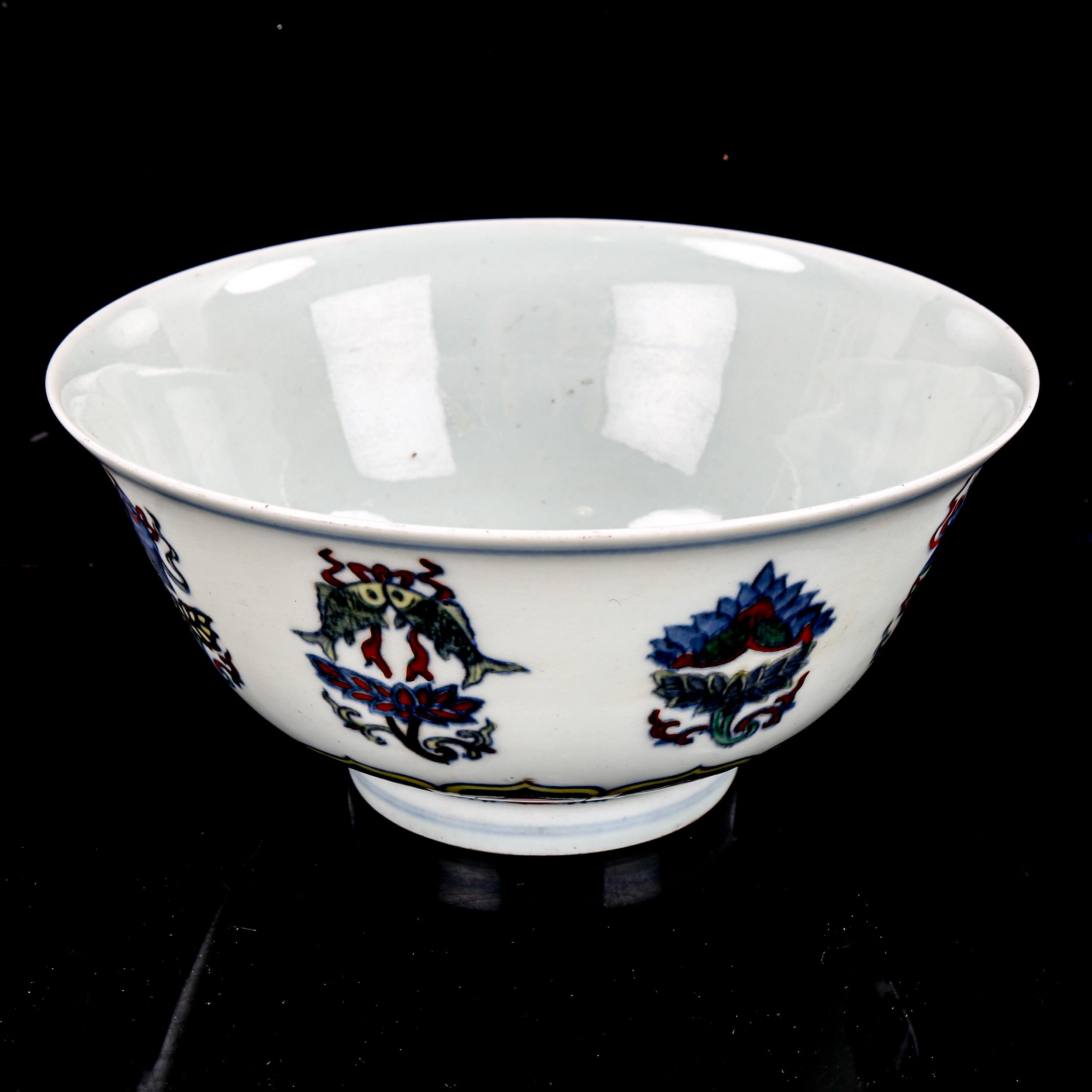 A Chinese porcelain Doucai bowl, 6 character mark, diameter 17.5cm