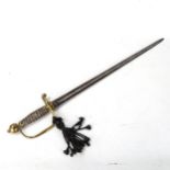 A 19th century sword, with brass hilt and shagreen grip, length 73cm