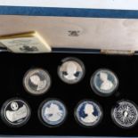 A set of 7 Queen Elizabeth The Queen Mother 80th Birthday proof commemorative crown coin set, by The