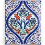 A Large Turkish Isnik hand decorated tile A/F, 27.5 x 33cm