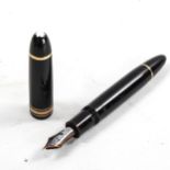 MONT BLANC - a black Meisterstuck No 149 fountain pen, with two-tone 14ct gold 4810 nib, length 15cm